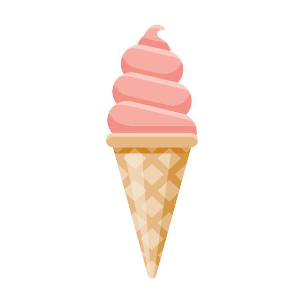 Strawberry Ice Cream Cone Flat Design Dessert Icon A flat design styled dessert icon with a long side shadow. Color swatches are global so it’s easy to edit and change the colors. File is built in the CMYK color space for optimal printing. cone stock illustrations