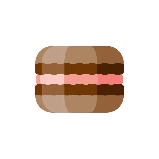 Vector illustration of Macaroon Flat Design Dessert Icon