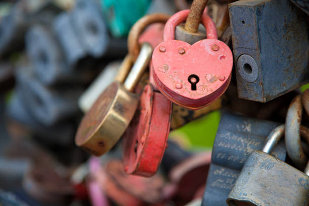 istock Metal bridge with a lot of lock 980491794