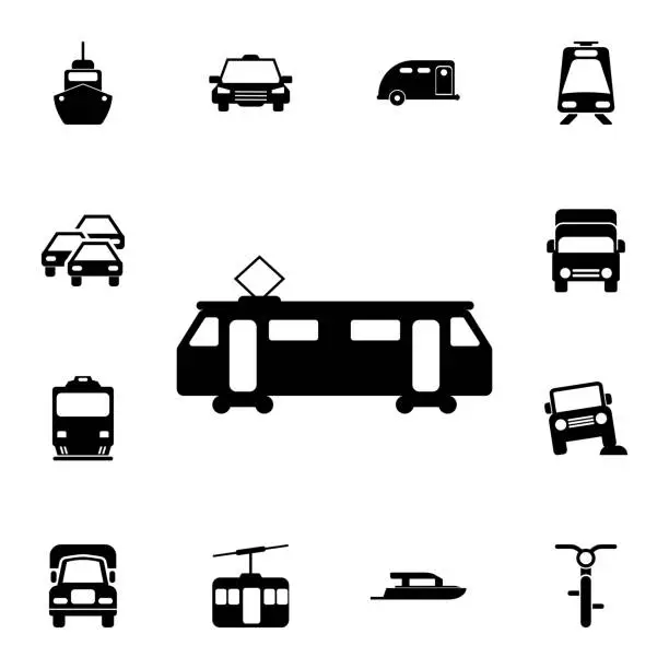 Vector illustration of tram icon. Detailed set of  Transport icons. Premium quality graphic design sign. One of the collection icons for websites, web design, mobile app