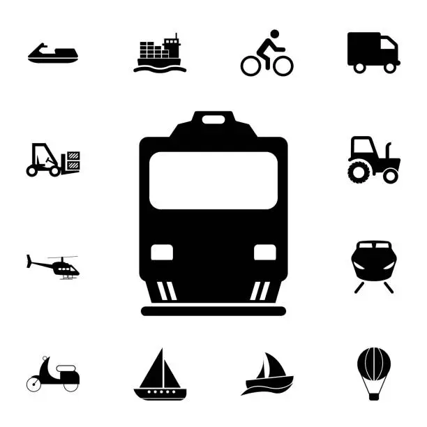 Vector illustration of train front view icon. Detailed set of  Transport icons. Premium quality graphic design sign. One of the collection icons for websites, web design, mobile app