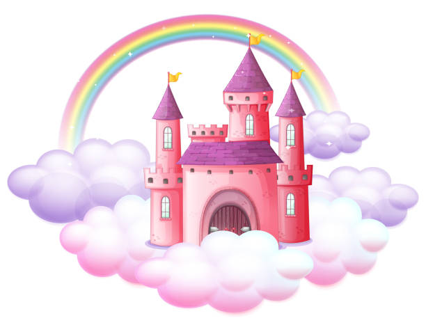 замок розовая сказка - princess nobility royal person fairy tale stock illustrations