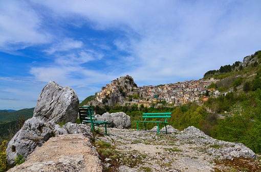 Cervara di Roma, Italy - 3 May 2015 - A little suggestive town on the rock, in the Simbruini mountains, province of Rome, know as \