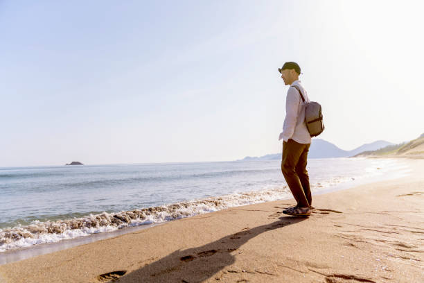 istock Men traveler taking a walk on the beach at the sand dune 980541122