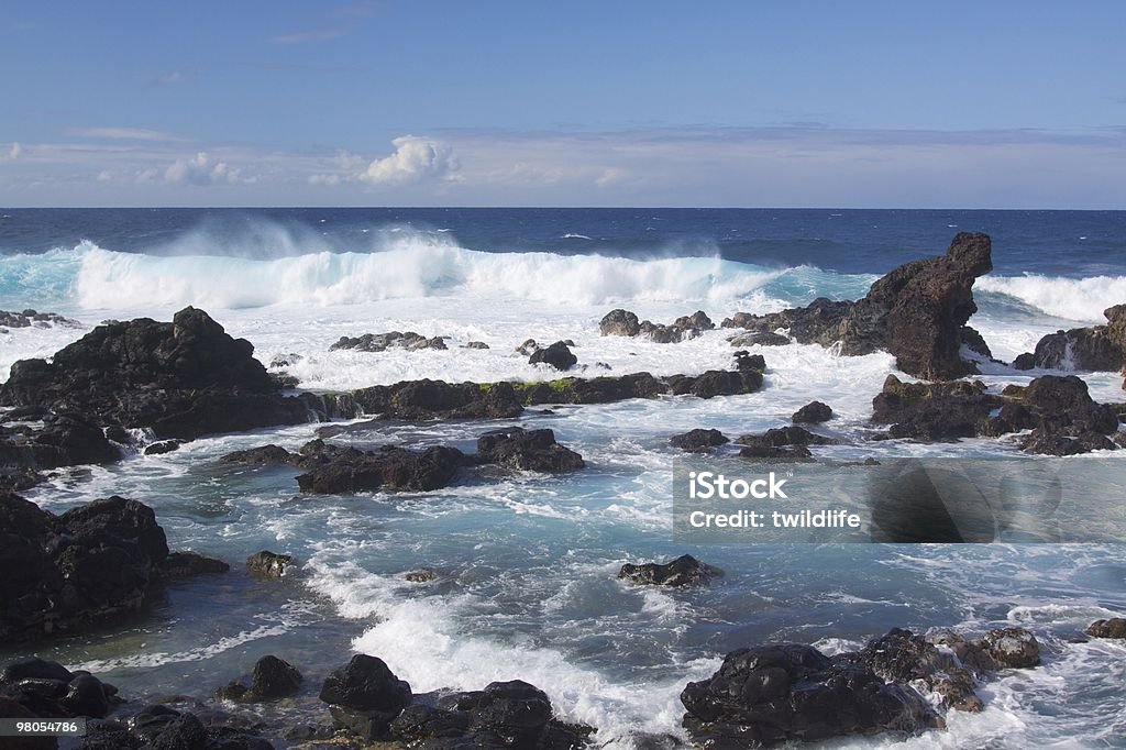Waves on Lava Rocks in  Maui  Beach Stock Photo