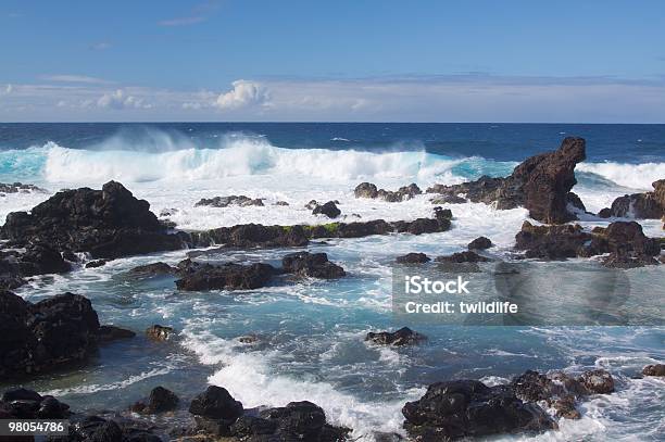 Waves On Lava Rocks In Maui Stock Photo - Download Image Now - Beach, Coastline, Color Image