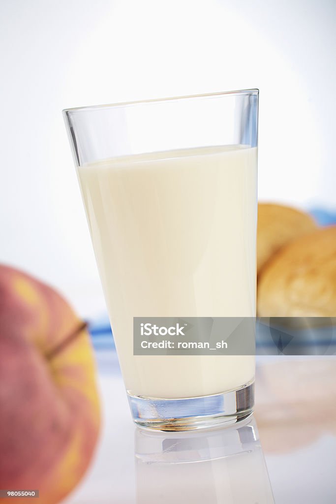 Glass of milk  Apple - Fruit Stock Photo