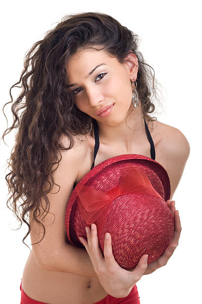 istock Beautiful girl with red hat 98055462