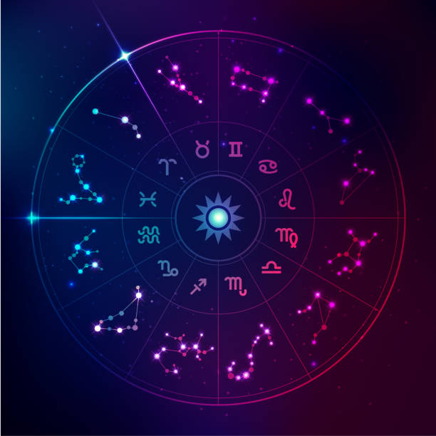 illustrazioni stock, clip art, cartoni animati e icone di tendenza di segni dell'oroscopo - fortune telling astrology sign astronomy backgrounds