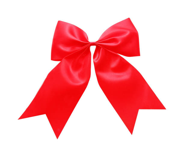 istock Red satin Ribbon bow Isolated on white 980609360