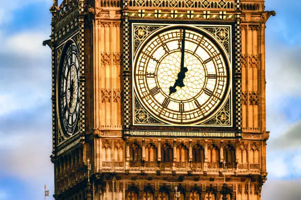 Photo of Close-up Big Ben at dawn 7 o'clock, London, UK