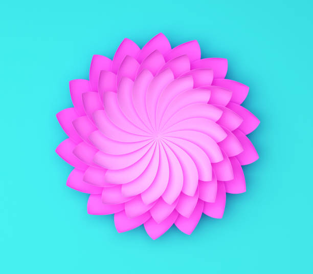 istock Single color decorative flower on blue background. Paper origami 980619896