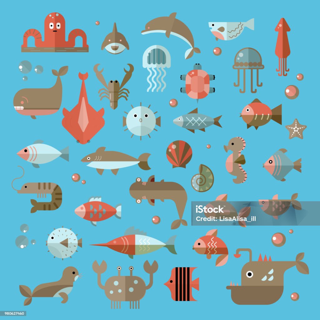 Set Of Vector Flat Sealife Elements Plants And Sea Animals Shark Jellyfish Octopus And Others Collection Of Modern Sea Underwater Life Stock Illustration - Download Image Now - iStock Set Of Vector Flat Sealife Elements Plants And Sea Animals Shark Jellyfish Octopus And Others Collection Of Modern Sea Underwater Life Stock Illustration - Download Image Now - iStock