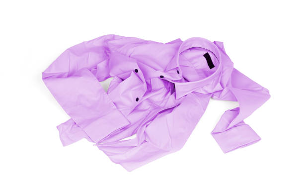 istock Unfolded purple man shirt on white background 980632888