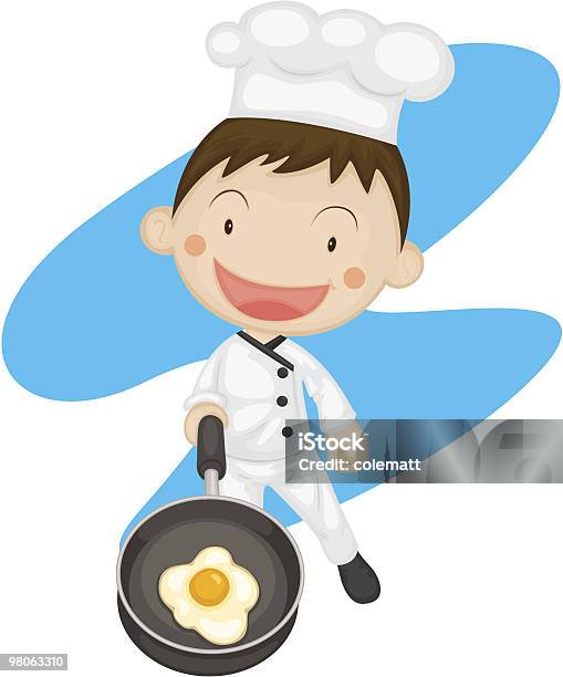 Pequeno Chef - Arte vetorial de stock e mais imagens de Avental - Avental, Banda desenhada - Produto Artístico, Chapéu