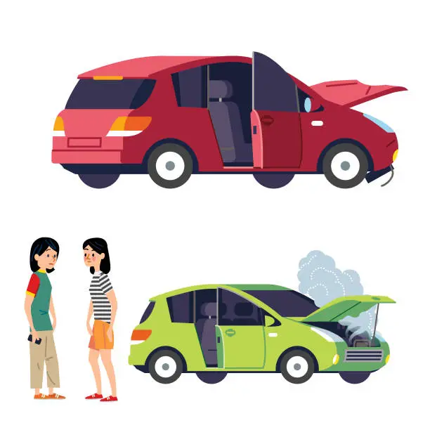 Vector illustration of Texting caused a collision