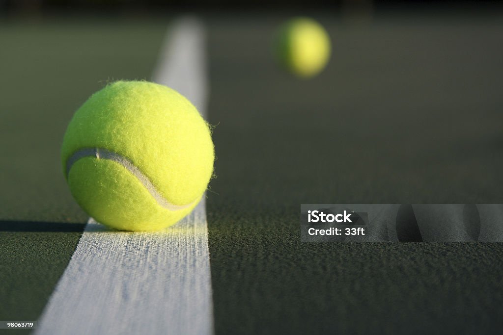 Tennis Balls on the Court  Color Image Stock Photo