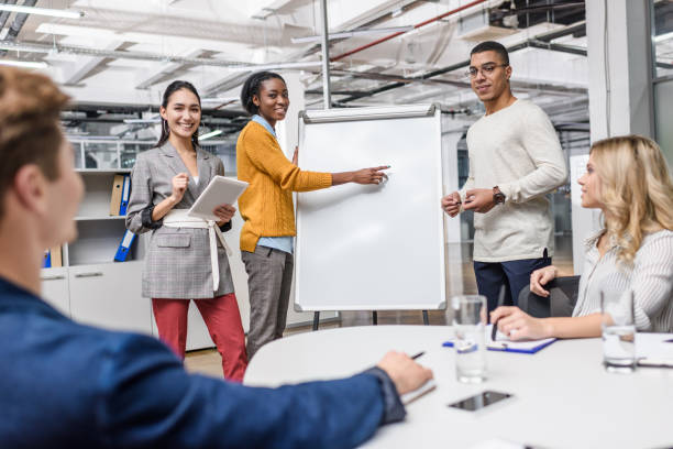 istock group of young multiethnic managers making presentation for boss 980647542