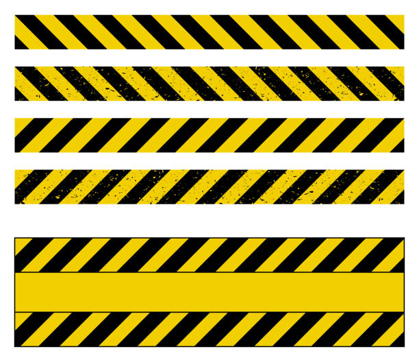 caution tape grunge set vector design isolated on white caution tape grunge set vector design isolated on white police tape stock illustrations