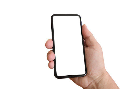 Generic mobile phone hand isolated