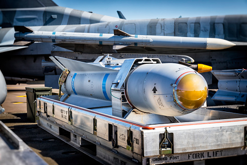 US air-to-surface AGM-65 Maverick missile used by fighter plane  F-16