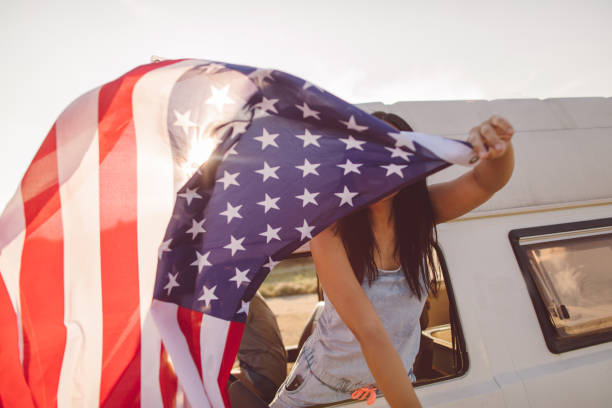 istock American flag on a road trip 980680506
