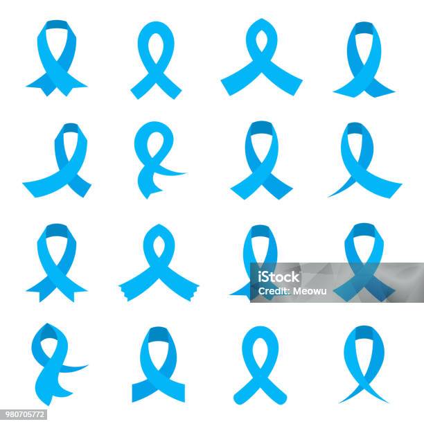 Vetores de Conjunto De Fitas Azul e mais imagens de Novembro - Novembro, Azul, Câncer - Tumor