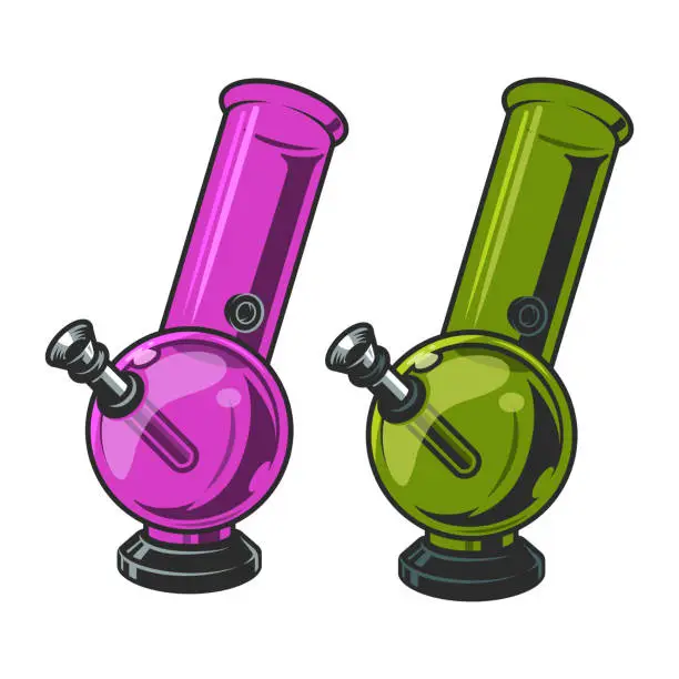 Vector illustration of Vintage marijuana bongs template