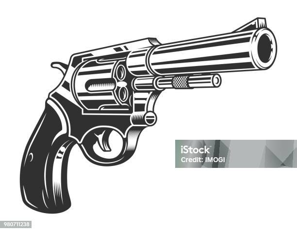 ビンテージ白黒 6 シューティング リボルバー コンセプト - 拳銃のベクターアート素材や画像を多数ご用意 - 拳銃, アメリカ合衆国