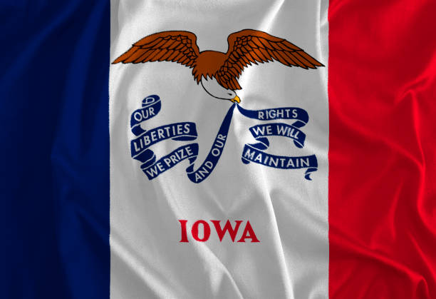 Flag of Iowa Background, Hawkeye State Iowa State Flag iowa flag stock pictures, royalty-free photos & images