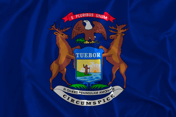istock Flag of Michigan Background, The Great Lakes State 980720940