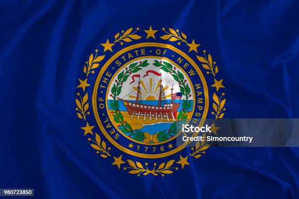 Flag Of New Hampshire Background The Granite State The White Mountain State Stock Photo - Download Image Now