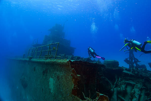 Diving on a wreck  sunken stock pictures, royalty-free photos & images