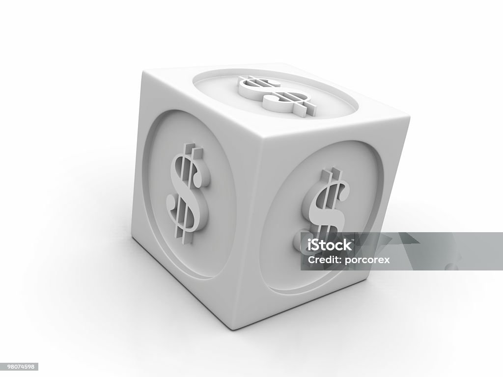 Dólar em forma de cubo branco - Foto de stock de Preto e branco royalty-free