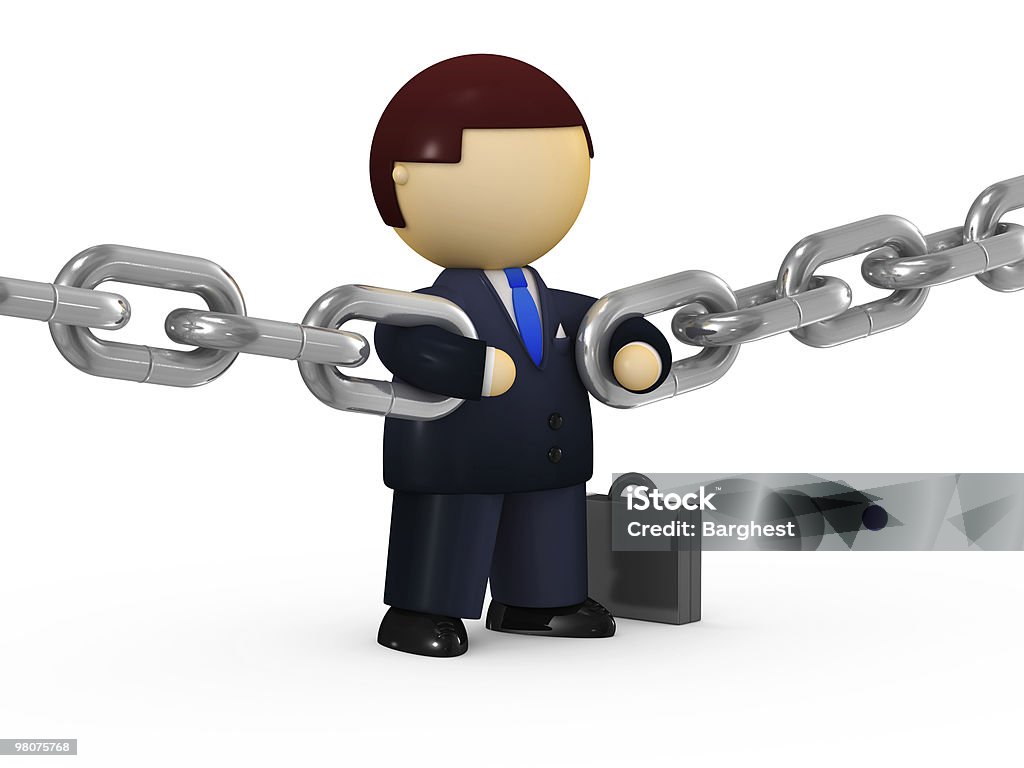 Powerful businessman holding chains  Business Stock Photo