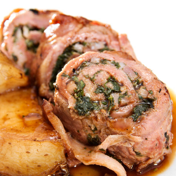 Roasted Stuffed Veal stock photo