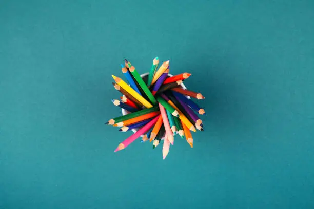 Photo of Colored pencils in holder.