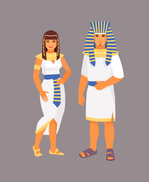 ilustraciones, imágenes clip art, dibujos animados e iconos de stock de vector de traje egipcio - traje de reina egipcia