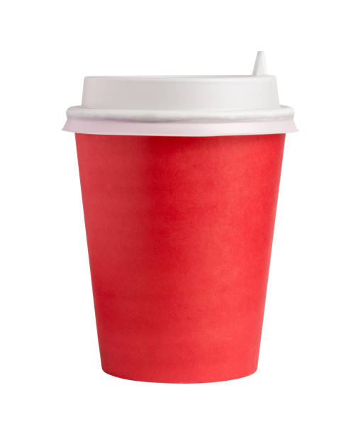 istock Front view of cardboard coffee cup with lid isolated on white background 980803504