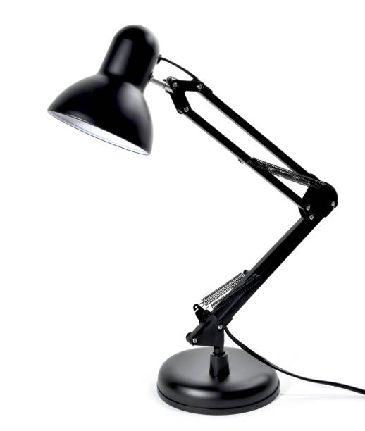 istock Metal desktop lamp, black lamp, isolated 980805010