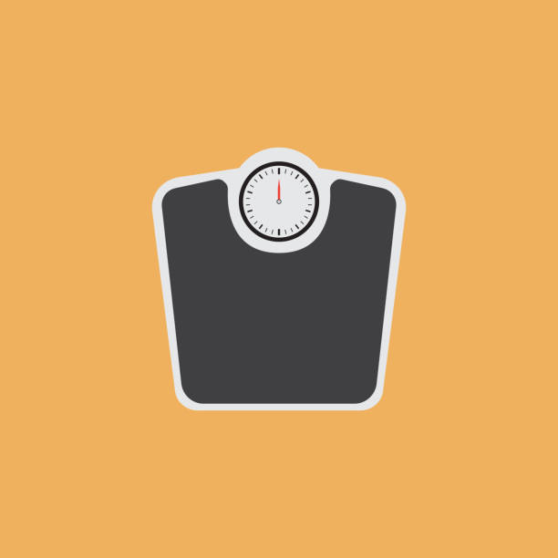 weight scales flat icon - waage gewichtsmessinstrument stock-grafiken, -clipart, -cartoons und -symbole