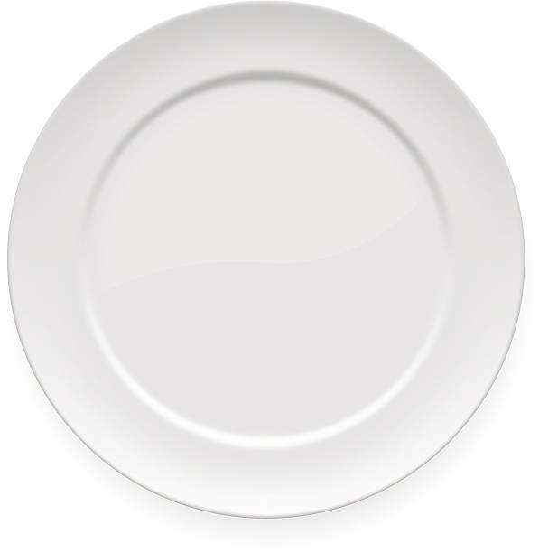 Blank white dinner plate Vector illustration of  blank white dinner plate isolated on white. plate stock illustrations