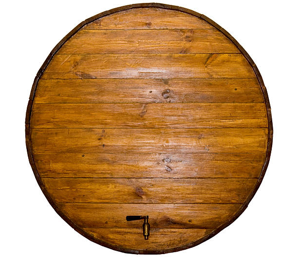 wine barrel with a  stopcock stock photo