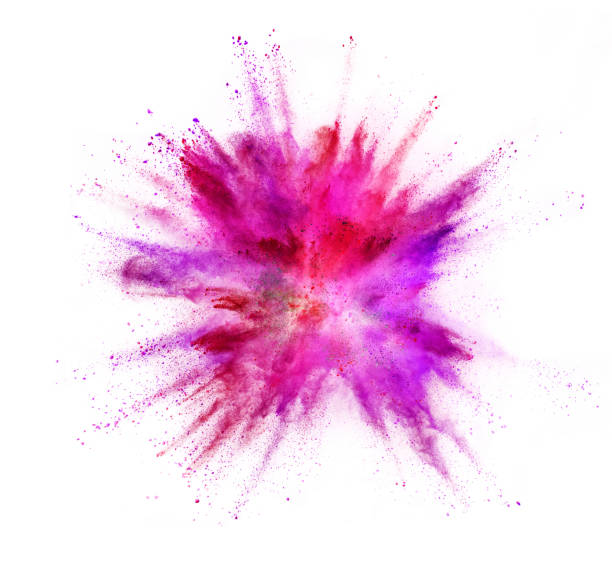 istock Explosion of coloured powder on white background 980851736