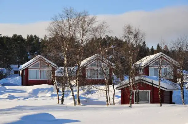 Cabins and snow in Finland