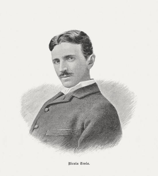 ilustraciones, imágenes clip art, dibujos animados e iconos de stock de nikola tesla (1856-1943), serbian-americano inventor e ingeniero eléctrico, publicado 1898 - nikola tesla ilustraciones