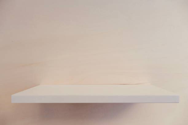 istock White shelf on wooden wall 980879156