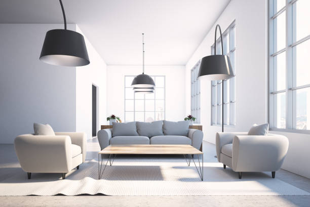 istock Scandinavian living room interior, sofas 980879296