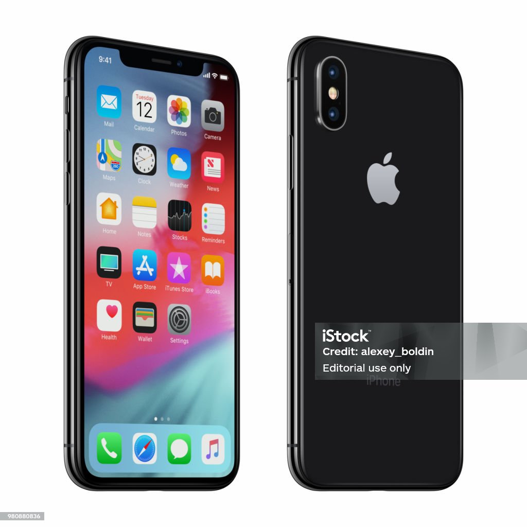 Màu Đen Hoặc Xám Không Gian Xoay Apple Iphone X Với Ios 12 Trên ...