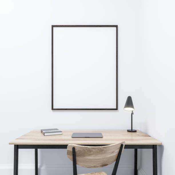 istock White home office, framed poster minimalism 980907550
